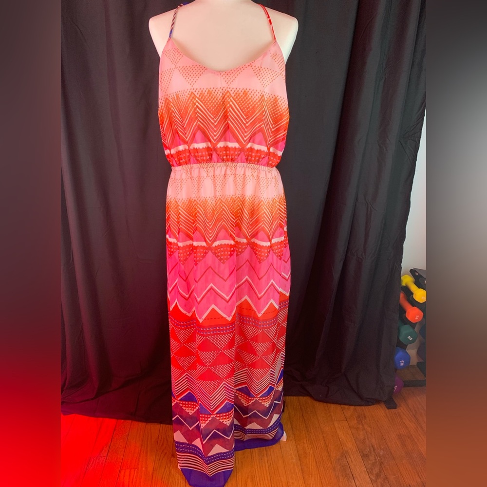Old Navy sleeveless pink maxi dress pink blue size 1X